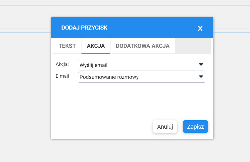 Konfiguracja akcji przycisku