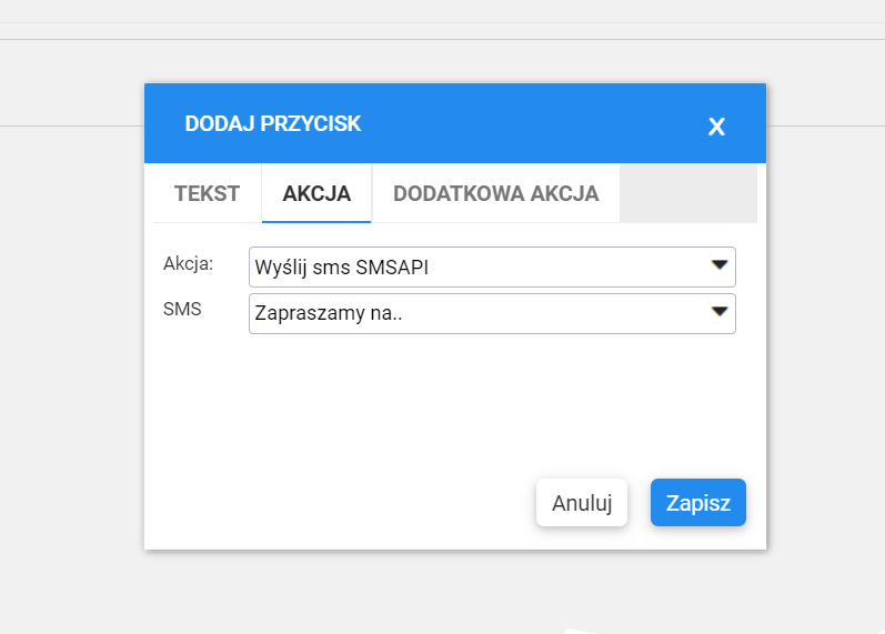Zakładka Akcja w przycisku