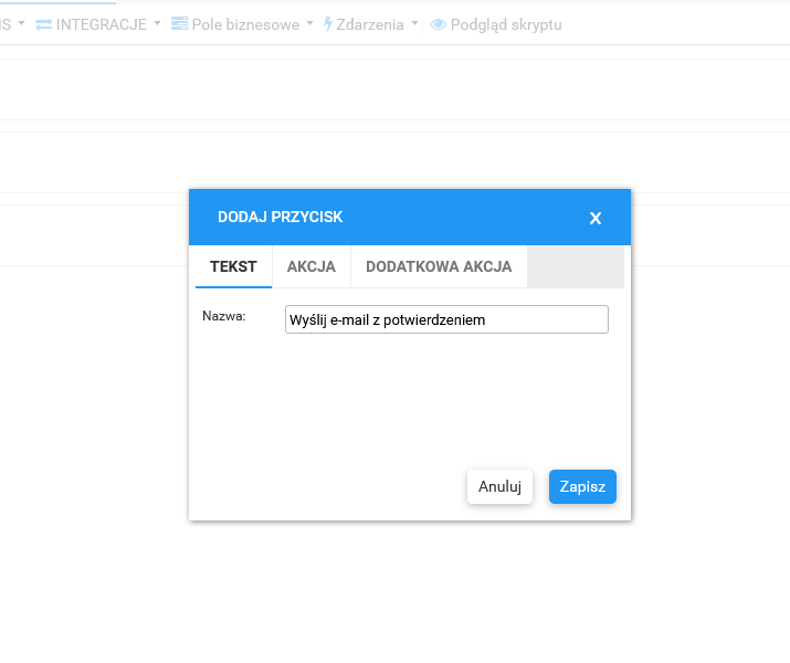 Formularz służący do określenia tekstu widocznego przez agenta 