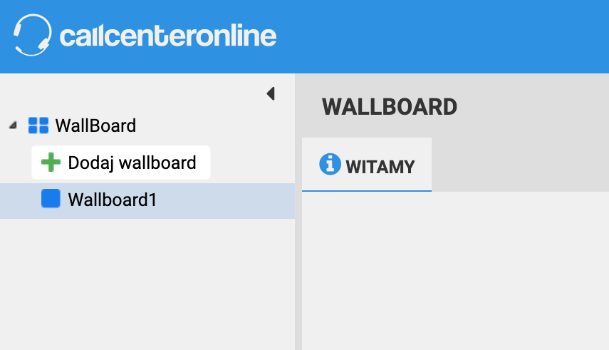 Opacja dodania nowego wallboard w panelu